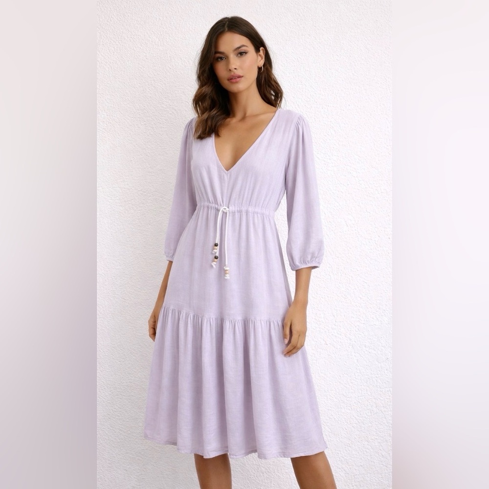 NWT Joie Dress Maxi Beach Coverup Plunge Linen Blend